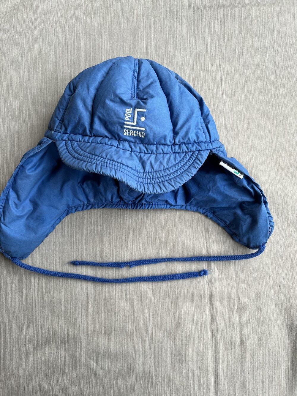 Vintage Pool Serchio Italy Goose Down Quilted Winter Ski Hat Blue Size M